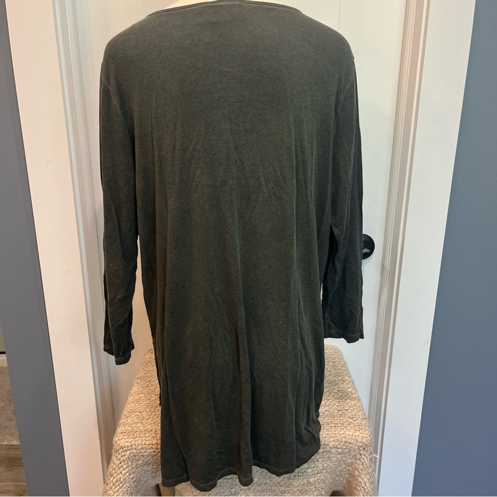 Dantelle Women’s Long Sleeve Top Side Slit Pullover Shirt Size 1X XL Green - Picture 6 of 9